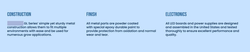 This text content was given to me by the client, but it was all combined in one giant paragraph, making it disinteresting and flat. I decided to create three separate sections, which communicated the feature attibutes in a much clearer way and just had better visual appeal.